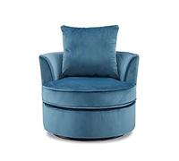 UWSKLAOJDF Fauteuil tonneau pivotant rond en velours avec coussin amovible et dossier pour salon, bureau, dortoir, salon
