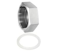 uxcell 1 embout hexagonal en acier inoxydable 304 avec rondelle, raccord de tuyau fileté femelle PT de 5,1 cm, embout de valve d'arrêt de conduite d'eau pour raccords de plomberie, ton argenté