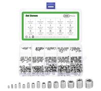uxcell Assortiment de 300 vis sans tête hexagonales à tête Allen #2-56 à 3/8"-16 en acier inoxydable 304 pour poignées de porte, robinet