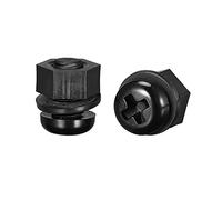 uxcell Assortiment de vis, écrous et rondelles en nylon, M6 x 10 mm, tête ronde, boulons, écrous et rondelles plates, noir - Lot de 20