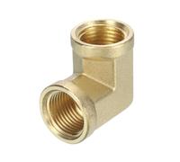 uxcell Barstock Raccord de tuyau coudé en laiton 3/8" NPT femelle, 1 adaptateur de raccords de tuyau forgé à 90 degrés pour gaz, air, huile, propane