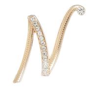 uxcell Broche en forme de lettre de l'alphabet en métal avec initiale en strass, épingle à poitrine en cristal pour femmes et hommes, costumes et manteaux, 1.97x1.38inch, Métal, Pas de gemme