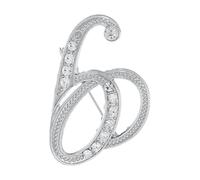 uxcell Broche en forme de lettre en métal avec initiale en strass, épingle à poitrine en cristal pour homme et femme, costume, manteau, cadeau, 1.77x1.1inch, Métal, Pas de gemme