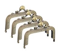 uxcell Cadres de sac à main en métal - 10,5 cm 4 pièces avec fermoir à verrou Kiss Lock Cadre d'embrayage rectangulaire en relief pour porte-monnaie, couture, fabrication de sacs, loisirs créatifs,