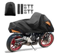 uxcell Demi-housse de protection contre la pluie et la poussière pour Harley Davidson Cruiser Sportster Fatboy Softail Dyna Super Glide 104 pouces Noir 300D