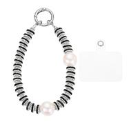 uxcell Dragonne de téléphone en perles avec languette d'attache, mains libres anti-perte, strass et perles pour femmes et filles, noir