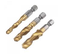 uxcell Ensemble de forets et tarauds combinés M6 M8 M10 en acier rapide 4341 avec revêtement en titane et tige hexagonale de 6,35 mm