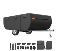 uxcell Housse imperméable pop-up pour caravane de 3 à 3,6 m, noir | Protection anti-UV, 3 + 2 sangles, aérations, pour camping-car
