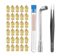 uxcell Kit de buses 3D, 30 buses en laiton pour imprimante 3D de 0,8 mm, 5 aiguilles de nettoyage de buse, avec une clé à douille et une pince à épiler, pour série Ender3 de 1,75 mm