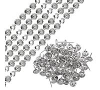 uxcell Lot de 10 bandes de punaises de tapisserie - 1 mètre - Décoratives pour canapé, tête de lit, chaise, meubles avec clous d'ameublement (11 mm, argenté)