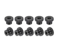 uxcell Lot de 10 écrous moletés M4 x 12 x 8 mm en acier au carbone, boutons ronds de réglage pour pièces d'imprimante 3D, noir