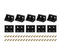 uxcell Lot de 10 équerres d'angle en plastique à 90 degrés, 33 x 19 x 19 mm, supports d'étagère à angle droit avec vis pour armoires, armoires (noir)