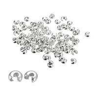 uxcell Lot de 100 caches de perles à écraser, 6,5 mm, bouts ronds ouverts pour la fabrication de bijoux, argent