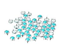 uxcell Lot de 100 clous de rechange avec strass - 8 mm - 4 griffes - Rivets décoratifs pour loisirs créatifs en cuir, vêtements, sacs, ceintures (bleu clair)