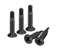 uxcell Lot de 100 vis auto-perceuses cruciformes à tête plate en acier inoxydable 410 en oxyde noir de 1,9 cm