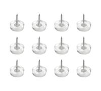 uxcell Lot de 12 glissières rondes en plastique pour meubles, 20 mm, protections de sol en bois dur pour chaise, table, bureau, pieds d'armoire, transparent