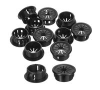 uxcell Lot de 12 œillets de bureau ronds en nylon à clipser avec obturateur pour trous de montage de 19 mm pour la gestion des câbles et cordons - Noir