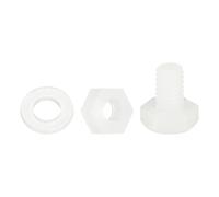uxcell Lot de 150 boulons hexagonaux en nylon, M4 x 6 mm, vis et écrous à tête hexagonale entièrement filetés avec rondelles plates pour machines électroniques et accessoires industriels, blanc