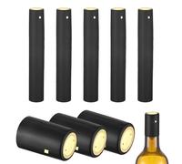 uxcell Lot de 150 capsules thermorétractables en PVC avec languette pour la fabrication de vin et la cuisine - 3,3 x 5,1 cm - Doré/noir