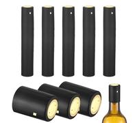 uxcell Lot de 150 capsules thermorétractables en PVC avec languette pour la fabrication de vin et la cuisine - 3,3 x 4,6 cm - Doré/noir