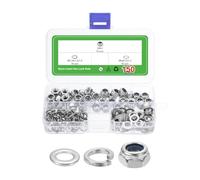 uxcell Lot de 150 écrous de verrouillage hexagonaux en nylon M6 x 1 mm, écrous de verrouillage auto-serrés en acier inoxydable 304 avec rondelles plates M6 x 12 x 1,2 mm et rondelles à ressort M6.39
