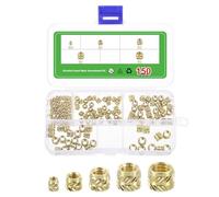 uxcell Lot de 150 écrous moletés M2 M3 M4 M5 M6 en laiton, écrous d'encastrement moletés filetés en laiton pour impression 3D, pièces d'impression 3D, ordinateur portable, coque en plastique