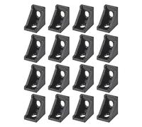 uxcell Lot de 16 soufflets de support d'angle intérieur, 28 x 28 x 20 mm, connecteurs d'angle 2028 pour profil d'extrusion en aluminium de la série 2020, noir