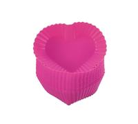 uxcell Lot de 18 moules à cupcakes réutilisables en silicone anti-adhésif pour fête d'anniversaire, mariage, 7,5 cm, cœur rose rouge