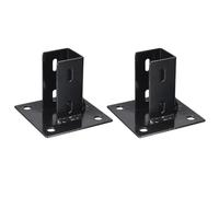 Uxcell Lot de 2 bases de poteau rectangulaires en acier noir pour poteau de clôture simple de 5,1 cm, orientation latérale 13,5 x 13,5 cm, base carrée