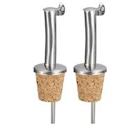 uxcell Lot de 2 becs verseurs d'huile d'olive en acier inoxydable, bouchons en liège pour verser du liquide, de l'huile d'olive, du vin, du vinaigre