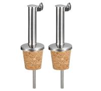 uxcell Lot de 2 becs verseurs en acier inoxydable pour bouteille d'huile d'olive, bouchons en liège pour verser du liquide, de l'huile d'olive, du vin, du vinaigre, la plupart des bouteilles d'alcool