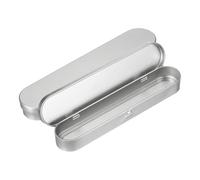 uxcell Lot de 2 boîtes en fer blanc à charnière avec couvercle, 17 x 3,8 x 2 cm, boîtes de rangement carrées vides pour la maison, les travaux manuels, argenté