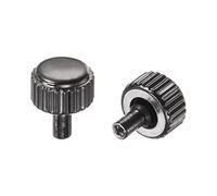uxcell Lot de 2 couronnes de montre de 5 x 4 mm, tête plate en acier inoxydable, tige longue, 2 mm, ID pour réparation de montre, noir