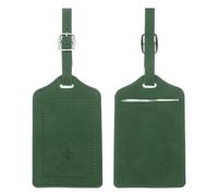 uxcell Lot de 2 étiquettes de valise, en cuir vert, pour bagages, accessoires de voyage, avion, essentiels de voyage pour vol, hôtel, bagages, sacs pour hommes et femmes, 12 x 7 x 0,08 cm