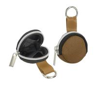 uxcell Lot de 2 étuis de rangement portables pour bagues avec porte-clés, support de bague de voyage anti-perte, petit étui de rangement pour mini collier, boucles d'oreilles, bijoux, marron