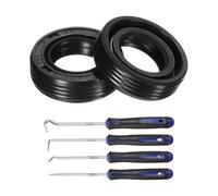 uxcell Lot de 2 joints d'huile, 14 x 24 x 7 mm en caoutchouc nitrile TC double lèvre avec kit de crochet et ressort pour arbre de roulement mécanique automobile, noir