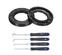 uxcell Lot de 2 joints d'huile, 30 x 52 x 7 mm en caoutchouc nitrile TC à double lèvre avec kit de crochet et ressort pour arbre de roulement mécanique automobile, noir