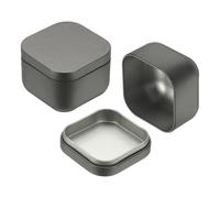 Uxcell Lot de 2 petites boîtes carrées en métal avec couvercles, 5,6 x 5,6 x 4,3 cm, pour ranger des biscuits, des bonbons, du café, du thé, des épices, des bougies, bricolage, voyage, gris argenté