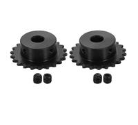 uxcell Lot de 2 pignons de chaîne #25 alésage de 10 mm, 22 dents en acier au carbone C45 ANSI #25, trou rond avec vis de réglage pour chaîne ISO 04C