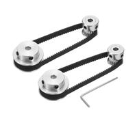 uxcell Lot de 2 roues synchrones GT-2 20 et 40 dents alésage de 5 mm, poulie de distribution en alliage d'aluminium avec 2 courroies de 200 mm de long et 6 mm de large pour imprimante 3D, machine CNC