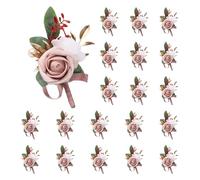 uxcell Lot de 20 boutonnières grises et roses pour homme, fleurs artificielles, boutonnières de poche avec épingles pour mariage, mariée, marié, cérémonie, anniversaire, fête formelle