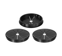 uxcell Lot de 3 œillets de bureau ronds en nylon à clipser avec obturateur pour trous de montage de 75 mm pour la gestion des câbles et cordons - Noir