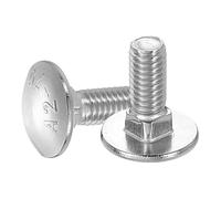uxcell Lot de 30 boulons de carrosserie M6 x 16 mm en acier inoxydable 18-8 (304) à tête ronde et à col carré pour accessoires de fixation - Argent
