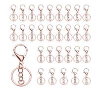 uxcell Lot de 30 fermoirs mousquetons avec anneau plat et chaîne pour loisirs créatifs, or rose