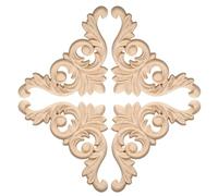 uxcell Lot de 4 appliques en bois sculpté - 12 x 12 cm - Petits coins en bois non peints - Pour miroirs, armoires, murs, portes, commodes, tables de nuit