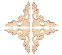 uxcell Lot de 4 appliques en bois sculpté - 8 x 8 cm - Petits coins en bois non peints - Pour miroirs, armoires, murs, commodes, tables de chevet