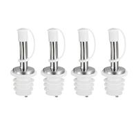 uxcell Lot de 4 becs verseurs d'huile d'olive en acier inoxydable de 80 mm avec bouchons anti-poussière en caoutchouc, becs verseurs pour vin, vinaigre, la plupart des bouteilles d'alcool (blanc)