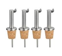 uxcell Lot de 4 becs verseurs en acier inoxydable à rabat automatique pour bouteille d'huile d'olive, bouchon de bouteille de vin en liège pour verser liquide, huile d'olive, vin, vinaigre, la plupart