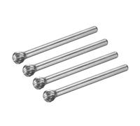 uxcell Lot de 4 limes rotatives en carbure de tungstène avec tige de 0,3 cm, outil de fraises rotatives en forme de boule à coupe unique, 5 mm de diamètre, pour meuleuse, foret en alliage d'acier dur,