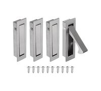 uxcell Lot de 4 poignées de porte de poche, en acier inoxydable 304, quincaillerie de porte de poche pour armoire coulissante, maison, bureau, hôtel, gris
